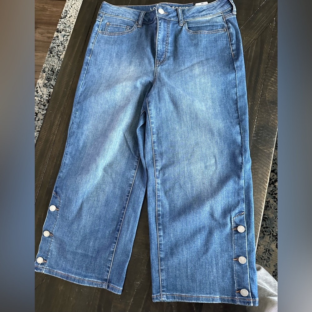 Wide leg denim capris